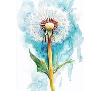 Diamond Painting Kit Completo 5D, Diente de león blanco Taladro Redondo, Lienzo Impermeable, Dibujos con Diamantes, Manualidades para Niños y Adultos, Decoración Hogareña, 60x80cm, Kit Diamantes J-654