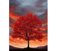 Diamond Painting Kit Completo 5D, El cielo de los árboles de otoño Taladro Redondo, Lienzo Impermeable, Dibujos con Diamantes, Manualidades para Niños y Adultos, Decoración Hogareña, 50x70cm J-688
