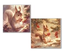 Diamond Painting Kit Completo, 5D Kits de Pintura de Diamantes, 2 pcs Diamante Pintura ardilla fruta, DIY Diamond Painting para Niños y Adultos Principiantes, Decoración Hogar Regalo 35x35cm 0D-882