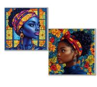 Diamond Painting Kit Completo, 5D Kits de Pintura de Diamantes, 2 pcs Diamante Pintura Belleza color, DIY Diamond Painting para Niños y Adultos Principiantes, Decoración Hogar Regalo 35x35cm 0D-650