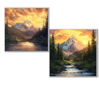 Diamond Painting Kit Completo, 5D Kits de Pintura de Diamantes, 2 pcs Diamante Pintura bosque paisaje, DIY Diamond Painting para Niños y Adultos Principiantes, Decoración Hogar Regalo 35x35cm 0D-808