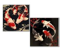 Diamond Painting Kit Completo, 5D Kits de Pintura de Diamantes, 2 pcs Diamante Pintura carpa koi pez, DIY Diamond Painting para Niños y Adultos Principiantes, Decoración Hogar Regalo 35x35cm 0D-473