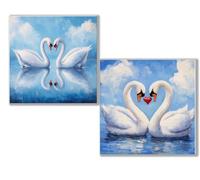 Diamond Painting Kit Completo, 5D Kits de Pintura de Diamantes, 2 pcs Diamante Pintura cisne azul, DIY Diamond Painting para Niños y Adultos Principiantes, Decoración Hogar Regalo 25x25cm 0D-885