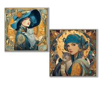 Diamond Painting Kit Completo, 5D Kits de Pintura de Diamantes, 2 pcs Diamante Pintura Dibujos animados Belleza, DIY Diamond Painting para Niños y Adultos, Decoración Hogar Regalo 80x80cm 0D-512