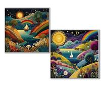 Diamond Painting Kit Completo, 5D Kits de Pintura de Diamantes, 2 pcs Diamante Pintura Dibujos animados paisaje, DIY Diamond Painting para Niños y Adultos, Decoración Hogar Regalo 35x35cm 0D-509