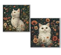 Diamond Painting Kit Completo, 5D Kits de Pintura de Diamantes, 2 pcs Diamante Pintura gato flor, DIY Diamond Painting para Niños y Adultos Principiantes, Decoración Hogar Regalo 50x50cm 0D-630
