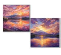 Diamond Painting Kit Completo, 5D Kits de Pintura de Diamantes, 2 pcs Diamante Pintura Japón Montaña, DIY Diamond Painting para Niños y Adultos Principiantes, Decoración Hogar Regalo 35x35cm 0D-803