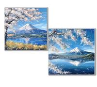 Diamond Painting Kit Completo, 5D Kits de Pintura de Diamantes, 2 pcs Diamante Pintura Japón Montaña, DIY Diamond Painting para Niños y Adultos Principiantes, Decoración Hogar Regalo 80x80cm 0D-802