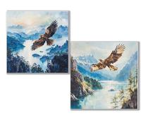Diamond Painting Kit Completo, 5D Kits de Pintura de Diamantes, 2 pcs Diamante Pintura paisaje águila, DIY Diamond Painting para Niños y Adultos Principiantes, Decoración Hogar Regalo 80x80cm 0D-496