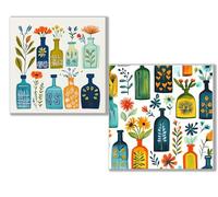 Diamond Painting Kit Completo, 5D Kits de Pintura de Diamantes, 2 pcs Diamante Pintura sencillez florero, DIY Diamond Painting para Niños y Adultos Principiantes,Decoración Hogar Regalo 25x25cm 0D-450