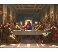 Diamond Painting Kit Completo 5D, La última estatua de piedra de la cena Taladro Redondo, Lienzo Impermeable, Dibujos con Diamantes, Manualidades para Niños y Adultos Decoración Hogareña 50x70cm J-966