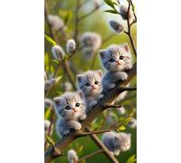Diamond Painting Kit Completo,5D Lindos gatos grises diamond painting kit para Adultos DIY Round Pintura de Diamantes Cristal Bordado Punto de Cruz Diamond Art para Hogar Pared Decor 100x210 cm