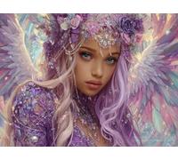 Diamond Painting Kit Completo 5D, Niña morada Taladro Redondo, Lienzo Impermeable, Dibujos con Diamantes, Manualidades para Niños y Adultos, Decoración Hogareña, 20x30cm, Kit Pintar con Diamantes J961