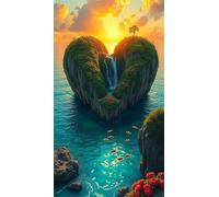 Diamond Painting Kit Completo,5D Paisaje de isla del amor diamond painting kit para Adultos DIY Square Pintura de Diamantes Cristal Bordado Punto de Cruz Diamond Art para Hogar Pared Decor 100x210 cm