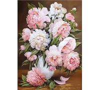 Diamond Painting Kit Completo, 5D Pintura de Diamante para Adultos Flores de Color Rosa Claro, Square Taladro diamante Cristal Bordado Punto de Cruz Painting para Decoración Pared Hogar 40x50cm