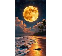 Diamond Painting Kit Completo,5D Playa de la Luna Dorada diamond painting kit para Adultos DIY Square Pintura de Diamantes Cristal Bordado Punto de Cruz Diamond Art para Hogar Pared Decor 30x70 cm