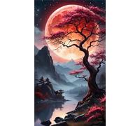 Diamond Painting Kit Completo,5D Ríos escénicos con árboles diamond painting kit para Adultos DIY Square Pintura de Diamantes Cristal Bordado Punto de Cruz Diamond Art para Hogar Pared Decor 60x130 cm