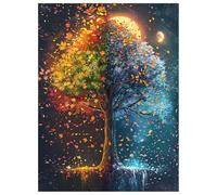 Diamond Painting Kit Completo Árbol De La Vida, 5D Luna Pintura de Diamante, DIY Punto de Cruz Diamante, Manualidades de Arte con Rhinestones de Cristal para Decoración Hogar Salón 40x50 cm L-Y620
