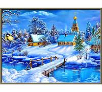 Diamond Painting Kit Completo Cabaña de nieve,5D DIY Pintura Diamante Grande Adultos Niños Cristal Rhinestone Bordado Punto de Cruz Mosaico Art Crafts for Home Wall Decor Gifts Square Drill 80x100cm