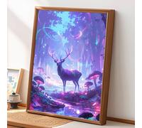 Diamond Painting Kit Completo Ciervo, Bosque Pintura de Diamante Adultos, 5D Punto de Cruz Diamante, DIY Cuadro Diamante Mosaico Art, Rhinestones Bordado Artesanía, Decoración Regalo 60x80cm Q-O262