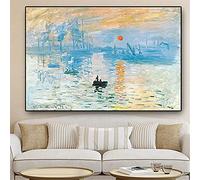 Diamond Painting Kit Completo,Claude Monet Impression Sunrise Pintura Diamante,Adultos NiñOs DIY Mosaicos Cristal Rhinestone Bordado Crafts Pintura NúMeros Lienzo Hogar Pared Decor 60x30cm