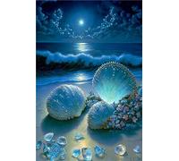 Diamond Painting Kit Completo Cuentas de Noche de Concha Cuadros Diamantes 5d Kit Punto de Cruz, DIY Full Drill Round Diamantes Pintura Diamante para Decoración de la Pared del Hogar 70x100cm S-12156