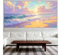 Diamond Painting Kit Completo, Diamond Painting Adultos Grande Tamaño 40x80cm, DIY Paisaje Pintura de Diamantes, Cuadros con Diamantes Punto de Cruz de Mosaico, Decoración Salón (Playa) QL-985