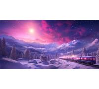 Diamond Painting Kit Completo, Diamond Painting Grande 100 X 50cm, Diamond Painting Tren Invierno, Adultos Cuadros Diamantes 5D, DIY Pintura Diamante Puzzle, Punto de Cruz, Hogar Decoracion Pared,P489