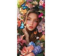 Diamond Painting Kit Completo - Diamond Painting Mariposa, Cuadro Diamantes Manualidades Adultos, DIY Pintar con Diamantes 5D Mujer hermosa (1) Pintura de Diamante, Decoracion Hogar 100x220cm 0u-96