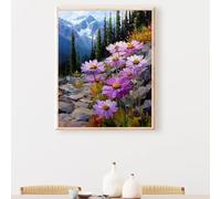 Diamond Painting Kit Completo, Flores Flor Pintura Diamante Kit Manualidades Adultos, Diamond Painting Adultos Dibujos con Diamantes para la Decoración de la Pared del Hogar Regalo 60x90CM PjY6698 1-O