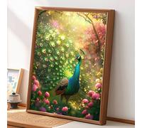Diamond Painting Kit Completo Jardín, Pavo Real Pintura de Diamante Adultos, 5D Punto de Cruz Diamante, DIY Cuadro Diamante Mosaico Art, Rhinestones Bordado Artesanía, Decor Regalo 80x120cm Q-O478