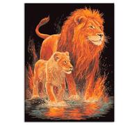 Diamond Painting Kit Completo León, Animal Pintura de Diamante Adultos, 5D Punto de Cruz Diamante, DIY Cuadro Diamante Mosaico Art, Rhinestones Bordado Artesanía, Decoración Regalo 70x100cm Q-O435