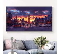 Diamond Painting Kit Completo Londres, Calle Pintura de Diamante Adultos, DIY Bordado Punto de Cruz Cuadros de Diamantes Manualidades, para Decoración de La Pared Del Hogar, Oficinas, Regalos B-6122