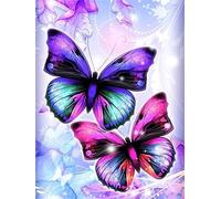 Diamond Painting Kit Completo, Mariposa Cuadros Diamantes 5D DIY, Pintar por Numeros Diamond art Niños Adultos , Principiante Bordado Punto de Cruz Artes Manualidades Lienzo Pared Decora 30x40cm