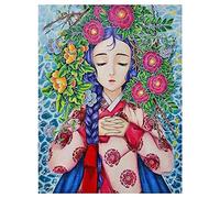 Diamond Painting Kit Completo Niña de las flores,5D DIY Pintura Diamante Grande Adultos Niños Cristal Rhinestone Bordado Punto de Cruz Mosaico Art Crafts for Home Wall Decor Gifts Round Drill 80x100cm