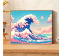 Diamond Painting Kit Completo Paisaje, Ola Pintura de Diamante Adultos, 5D DIY Diamantes Diamond Painting, Manualidades para Principiantes, Arte de Diamante Cuadros Decoración Regalo 50x70cm 0sc781