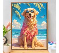 Diamond Painting Kit Completo Perro, 5D Pintura de Diamante Bordado Punto de Cruz, DIY Cuadros de Diamantes Manualidades Adultos, Dibujo de Diamantes para Decoración de Pared 40x50cm Q-366B