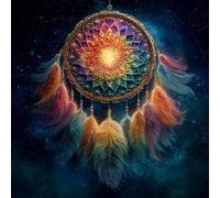 Diamond Painting Kit Completo, Pintura de Diamante 5D DIY para Adultos Principiantes, Cuadros de Diamantes Decoración, Mosaicos Arte con Cristales, Red De Captura De SueñOs En Color, 30x30cm J-60