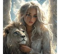 Diamond Painting Kit Completo, Pintura de Diamante 5D DIY para Adultos Principiantes, Cuadros de Diamantes Brillantes para Decoración de Hogar, Mosaicos de Arte con Cristales, Mujer LeóN, 70x70cm J794