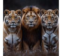 Diamond Painting Kit Completo, Pintura de Diamante 5D DIY para Adultos Principiantes, Cuadros de Diamantes Decoración de Hogar, Mosaicos de Arte con Cristales, Animal LeóN Tigre, 35x35cm J-177