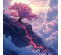 Diamond Painting Kit Completo, Pintura de Diamante 5D DIY para Adultos Principiantes, Cuadros de Diamantes Decoración de Hogar, Mosaicos de Arte con Cristales, áRbol Abstracto Rosa, 90x90cm J-189