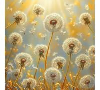 Diamond Painting Kit Completo, Pintura de Diamante 5D DIY para Adultos Principiantes, Cuadros de Diamantes Decoración de Hogar, Mosaicos de Arte con Cristales, Diente De LeóN Blanco, 40x40cm J-693