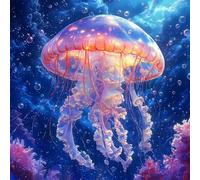 Diamond Painting Kit Completo, Pintura de Diamante 5D DIY para Adultos Principiantes, Cuadros de Diamantes Decoración de Hogar, Mosaicos de Arte con Cristales, Corales De Medusas, 35x35cm J-826