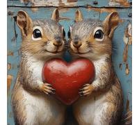 Diamond Painting Kit Completo, Pintura de Diamante 5D DIY para Adultos Principiantes, Cuadros de Diamantes Brillantes Decoración de Hogar, Mosaicos de Arte con Cristales, Ardilla Love, 50x50cm J-827