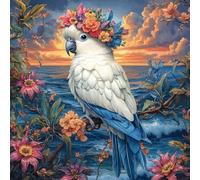 Diamond Painting Kit Completo, Pintura de Diamante 5D DIY para Adultos Principiantes, Cuadros de Diamantes Decoración de Hogar, Mosaicos de Arte con Cristales, Periquito De Flores, 35x35cm J-384