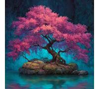 Diamond Painting Kit Completo, Pintura de Diamante 5D DIY para Adultos Principiantes, Cuadros de Diamantes Decoración de Hogar, Mosaicos de Arte con Cristales, Color Rosa Del áRbol, 60x60cm J-810