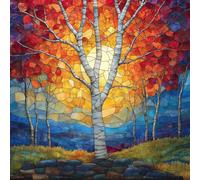 Diamond Painting Kit Completo, Pintura de Diamante 5D DIY para Adultos Principiantes, Cuadros de Diamantes Decoración de Hogar, Mosaicos de Arte con Cristales, Amanecer En El Bosque, 50x50cm J-813