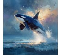 Diamond Painting Kit Completo, Pintura de Diamante 5D DIY para Adultos Principiantes, Cuadros de Diamantes Decoración de Hogar, Mosaicos de Arte con Cristales, Mar De Tigres Y Ballenas, 100x100cm J327