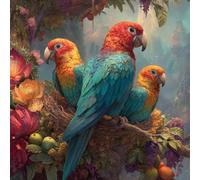 Diamond Painting Kit Completo, Pintura de Diamante 5D DIY para Adultos Principiantes, Cuadros de Diamantes Brillantes para Decoración de Hogar, Mosaicos de Arte con Cristales, Loros, 70x70cm J-920