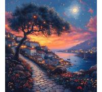 Diamond Painting Kit Completo, Pintura de Diamante 5D DIY para Adultos Principiantes, Cuadros de Diamantes Decoración de Hogar, Mosaicos de Arte con Cristales, Ciudad Estrellada, 60x60cm J-868